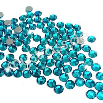 LUXORIA - DMC Premium Hotfix Strasssteine, SS16 Blue Zircon (Türkis, Glitzersteine zum Aufbügeln)