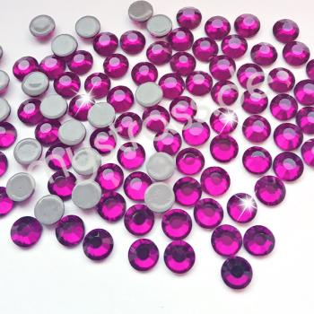 LUXORIA - DMC Premium Hotfix Strasssteine, SS10 Fuchsie (Pink, Glitzersteine zum Aufbügeln)