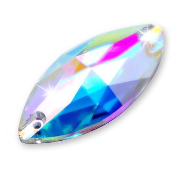 LUXORIA HQ Navette - High Quality Strasssteine, 12x6 mm, Crystal AB (Glitzersteine zum Aufnähen)