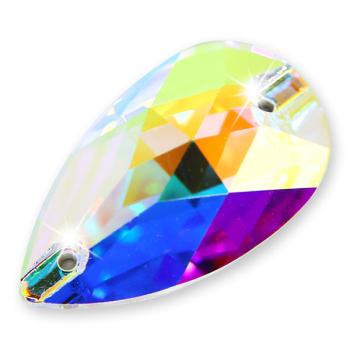 LUXORIA HQ Tropfen - High Quality Strasssteine, 14x10mm, Crystal AB (Glitzersteine zum Aufnähen)
