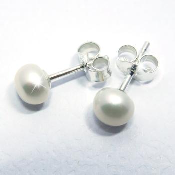 LUXORIA® Ohrstecker, 925er Sterlingsilber mit Süßwasser-Perlen naturweiß 7 mm