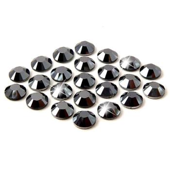 Swarovski® Hotfix Kristalle 2038 XILION, SS16 Jet Hematite (Strass-Steine, Glitzersteine zum Aufbügeln) - 50 Stück