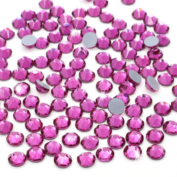LUXORIA HQ88 - High Quality DMC Hotfix Strasssteine, SS16 Fuchsie (Glitzersteine zum Aufbügeln)