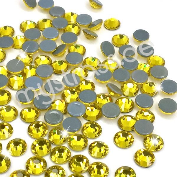 LUXORIA - DMC Premium Hotfix Strasssteine, SS10 Citrine (Glitzersteine zum Aufbügeln)
