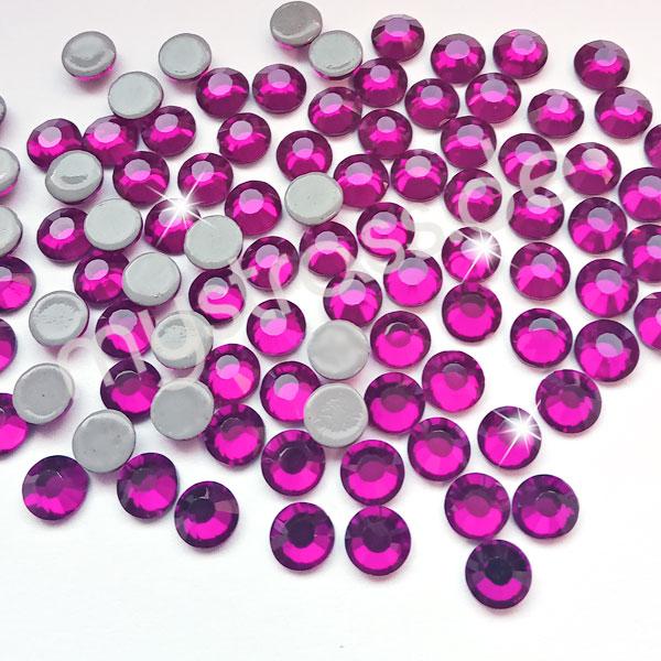 LUXORIA - DMC Premium Hotfix Strasssteine, SS10 Fuchsie (Pink, Glitzersteine zum Aufbügeln)