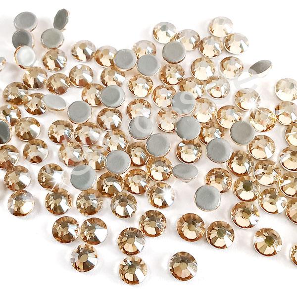 LUXORIA - DMC Premium Hotfix Strasssteine, SS10 Golden Shadow (Glitzersteine zum Aufbügeln)