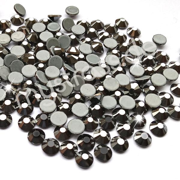 LUXORIA - DMC Premium Hotfix Strasssteine, SS16 Jet Hematite (Schwarz, Glitzersteine zum Aufbügeln)