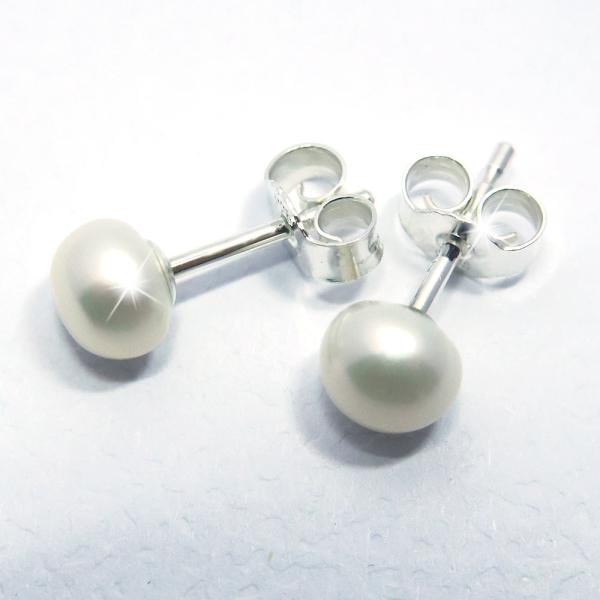 LUXORIA® Ohrstecker, 925er Sterlingsilber mit Süßwasser-Perlen naturweiß 6 mm