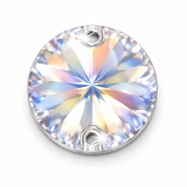 Draufsicht Luxoria HQ Aufnähstein 12mm Crystal AB