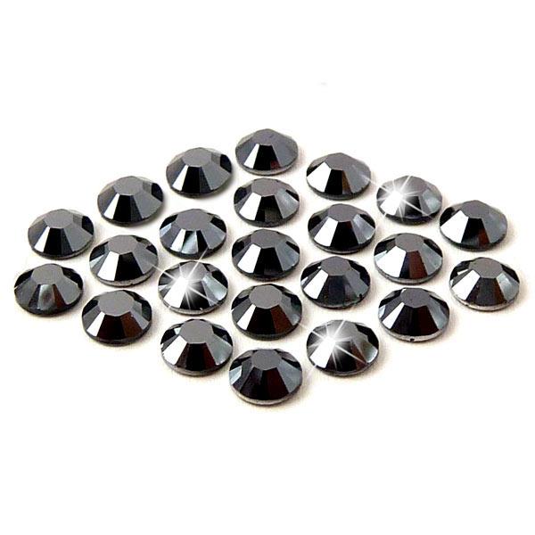 Swarovski® Hotfix Kristalle 2038 XILION, SS16 Jet Hematite (Strass-Steine, Glitzersteine zum Aufbügeln) - 50 Stück